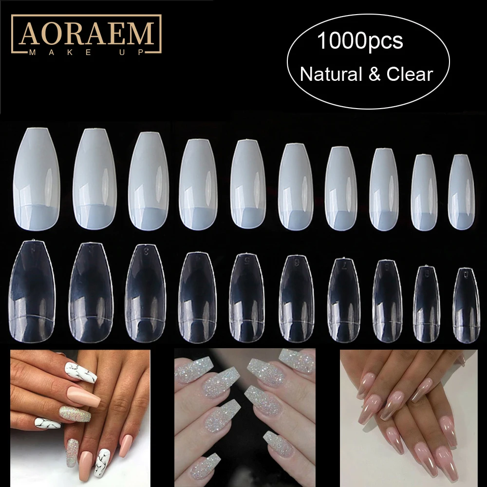 

Длинные накладные ногти AORAEM балерины, 1000 шт., накладные ногти, квадратные гробы, накладные ногти, натуральный пресс, инструменты для маникюр...