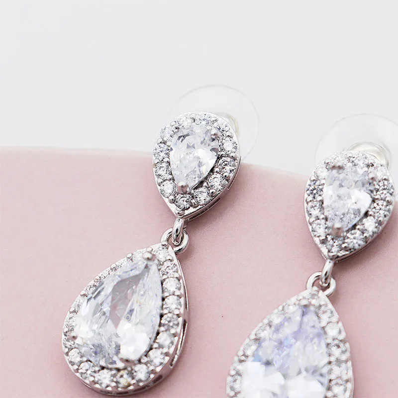 Женские свадебные серьги капельки QYY модные с фианитом класса ААА ювелирные