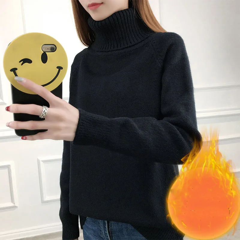 2019 зимние женские корейские свободные бархатные плотные вязаные пуловеры свитер