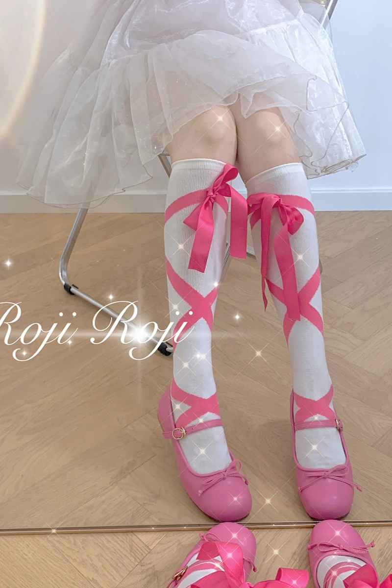 Симпатичные хлопковые носки на шнуровке для девочек Осенние Теплые однотонные