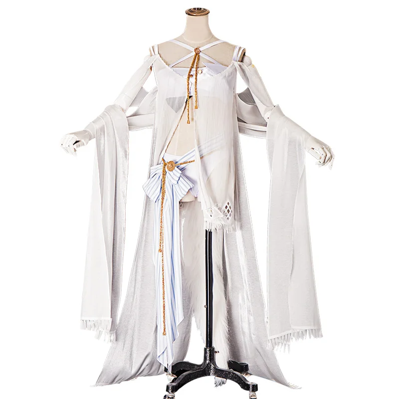 

Anime! Arknights Platinum RHODES ISLAND Sunny Morning Dew White Swimsuit Uniform Cosplay Costume Halloween Suit Free Shipping