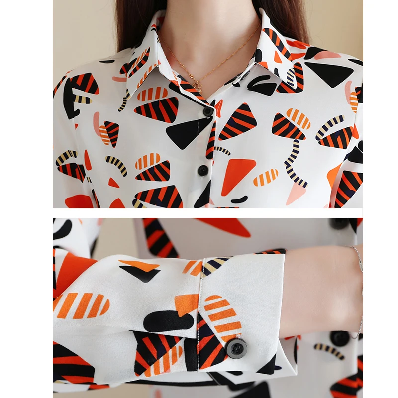 

Women's Long Sleeve Chiffon Blouse Cardigan 2020 Vintage Spring New Korean Loose Printed Floral Shirt Women Blusas Mujer 8454 50