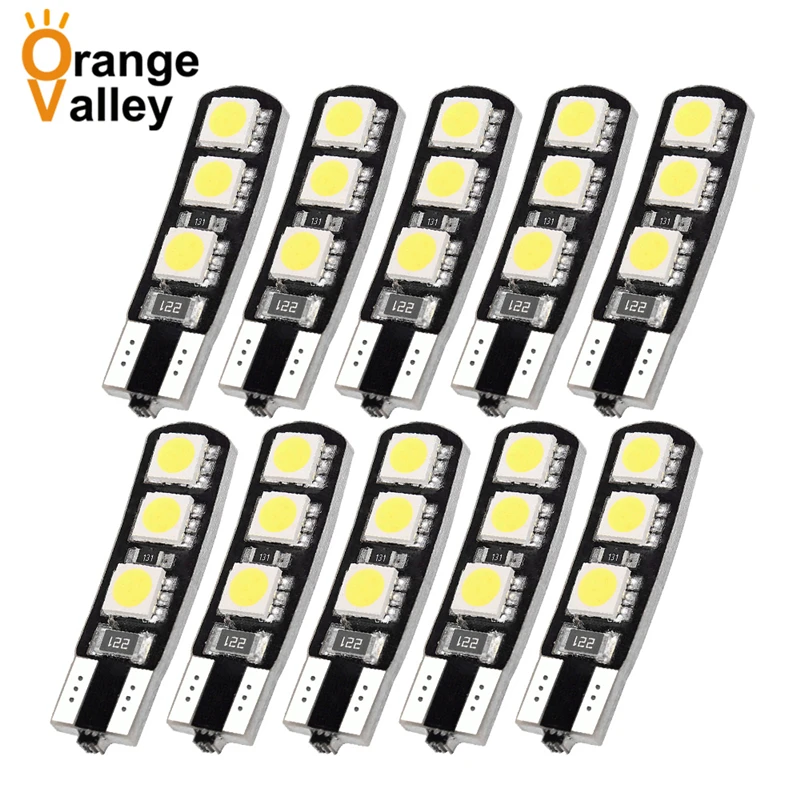 10 шт. T10 6SMD 5050 CANBUS W5W 6 светодиодный DC12V без предупреждения об ошибке Smd Canceller Авто