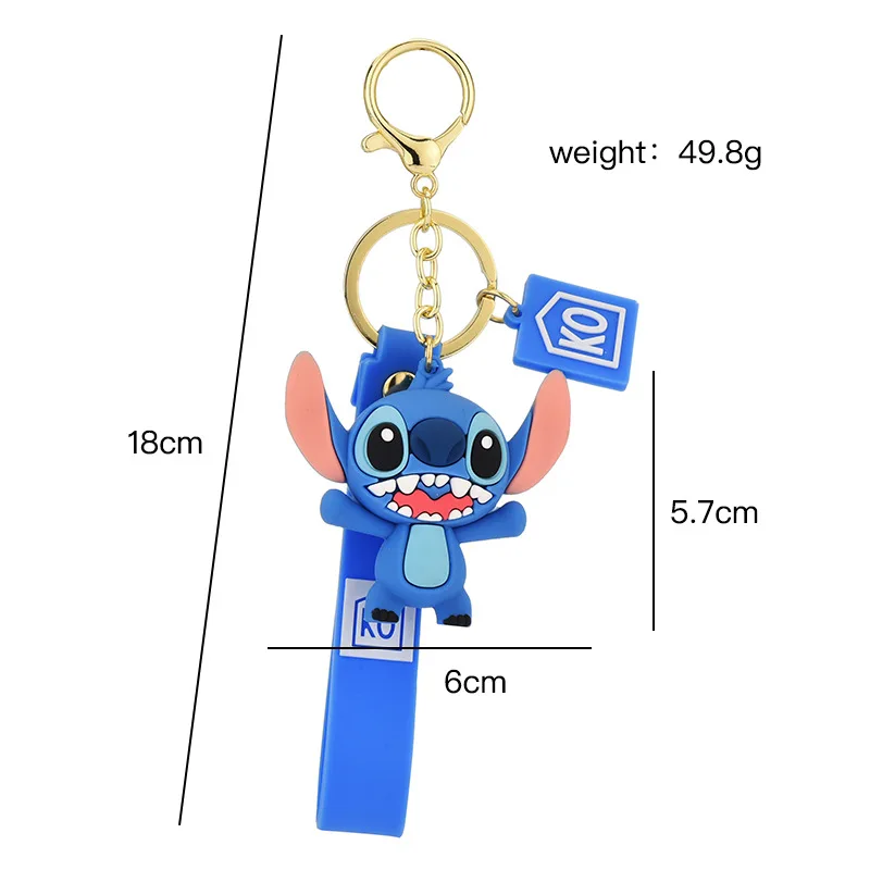 

Stitch Disney Cute Cartoon Kiki Animal Monster Keychain Women Leather Rope Toys Kid Key Ring Chains Car Bag Charm Keyrings