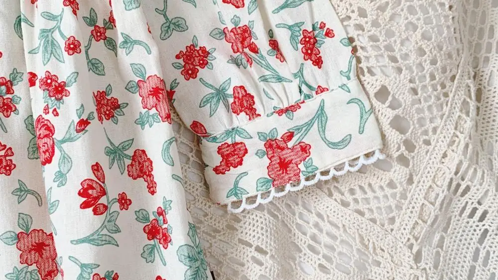 

Sweet Kids Girls Spring Autumn Floral Dress Ruffles Neckline Candy Red and Yellow Color Western Holiday Dress