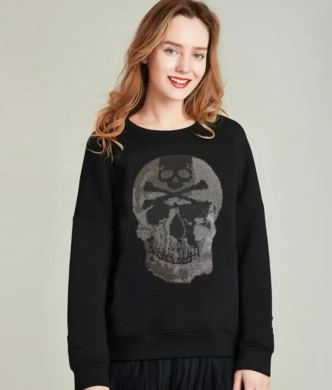 

Hot drill Women sweatshirt Solid O-neck long Sleeves Women Casual winter Lady Fashion hoody