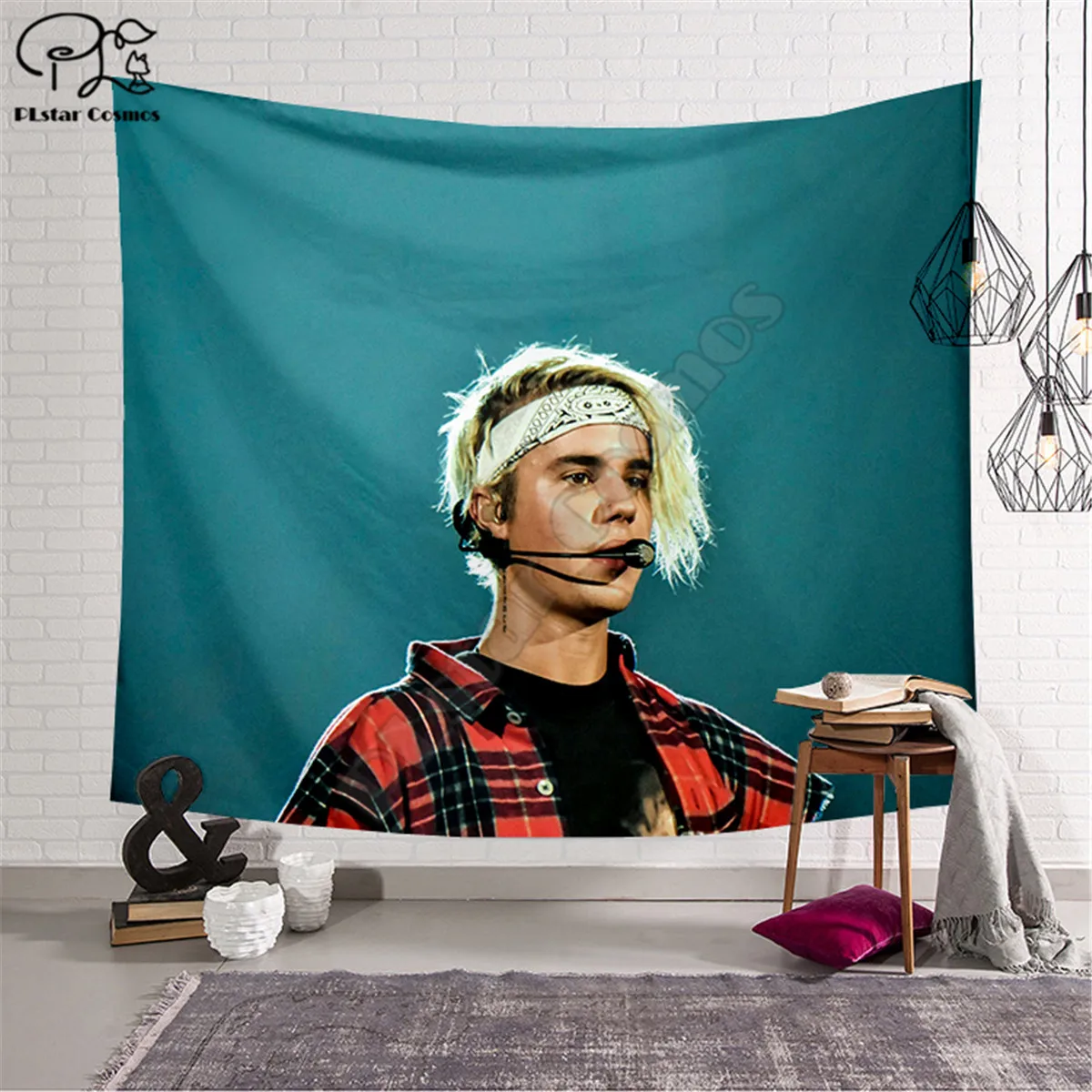 Забавный мультяшный гобелен с рисунком Джастина Бибера прямоугольное домашнее