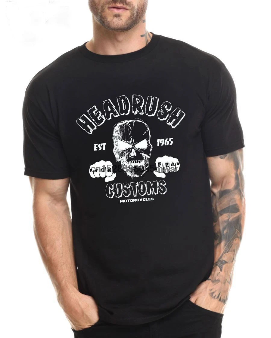 2019 New Arrival Brand Clothing Men Summer Sale 100 % Cotton T Shirt Skull Motorcycle Cafe Racer Custom Tee | Мужская одежда