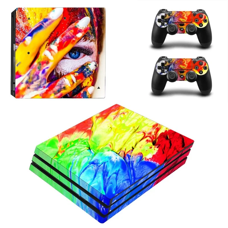 Наклейка на консоль PS4 Pro и 2 контроллера DualShock Виниловая наклейка с полной защитой