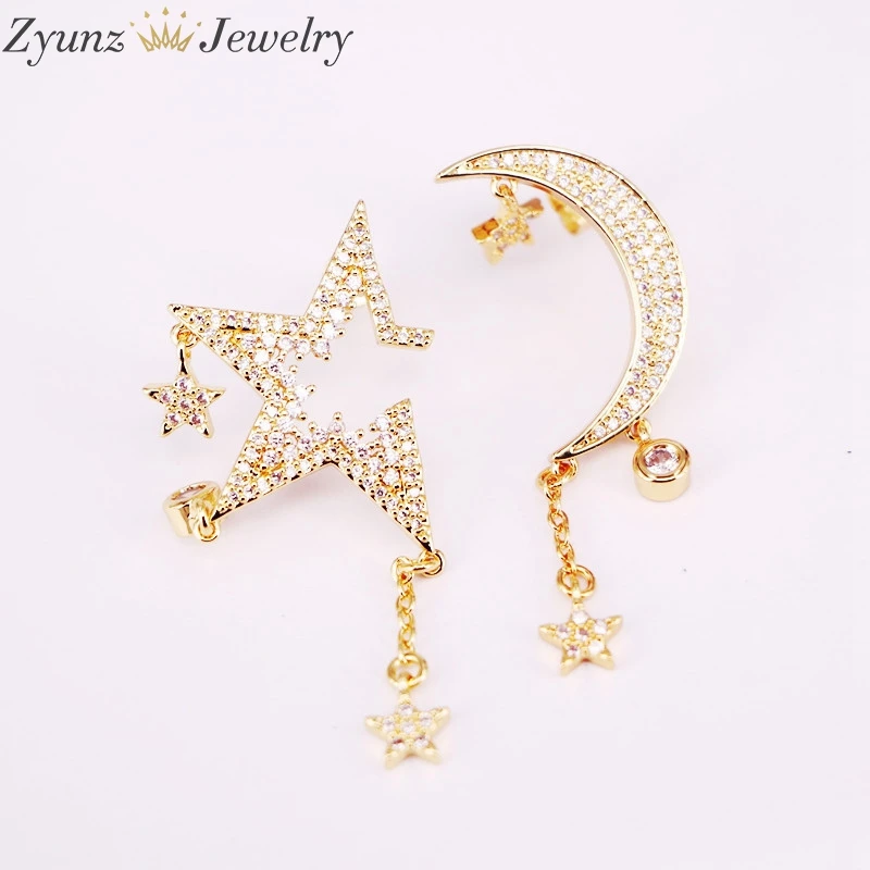 5 пар модные серьги гвоздики золотого цвета в форме звезды Луны с
