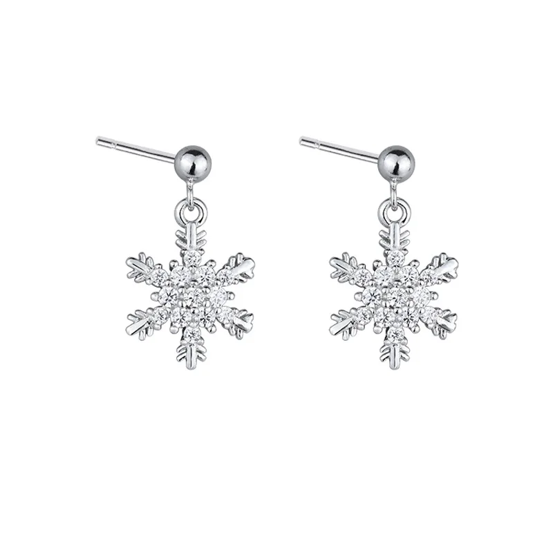 

KiK Delicate Jewelry Snowflake Earrings Personality Geometric Simple Zircon Dangle Earrings For Girl Celebration Gifts