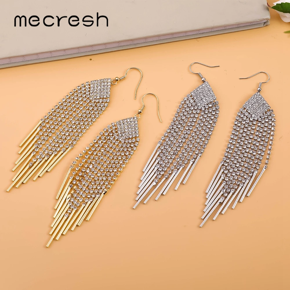Mecresh эффектные длинные висячие серьги с бахромой и кисточками ювелирные изделия
