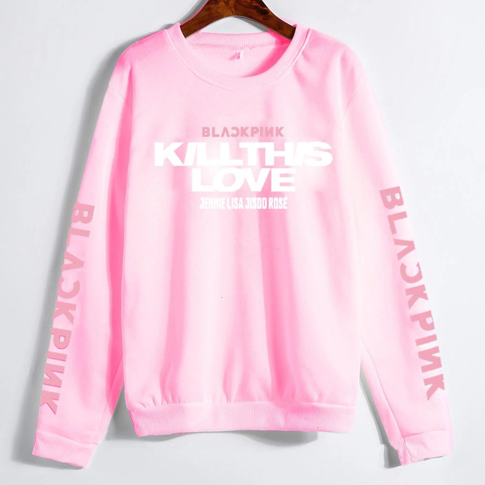 Young Tree унисекс Одежда для влюбленных корейский Черный Розовый KILL THIS LOVE Album толстовка с буквами Мужской Женский пуловер Sudadera Mujer