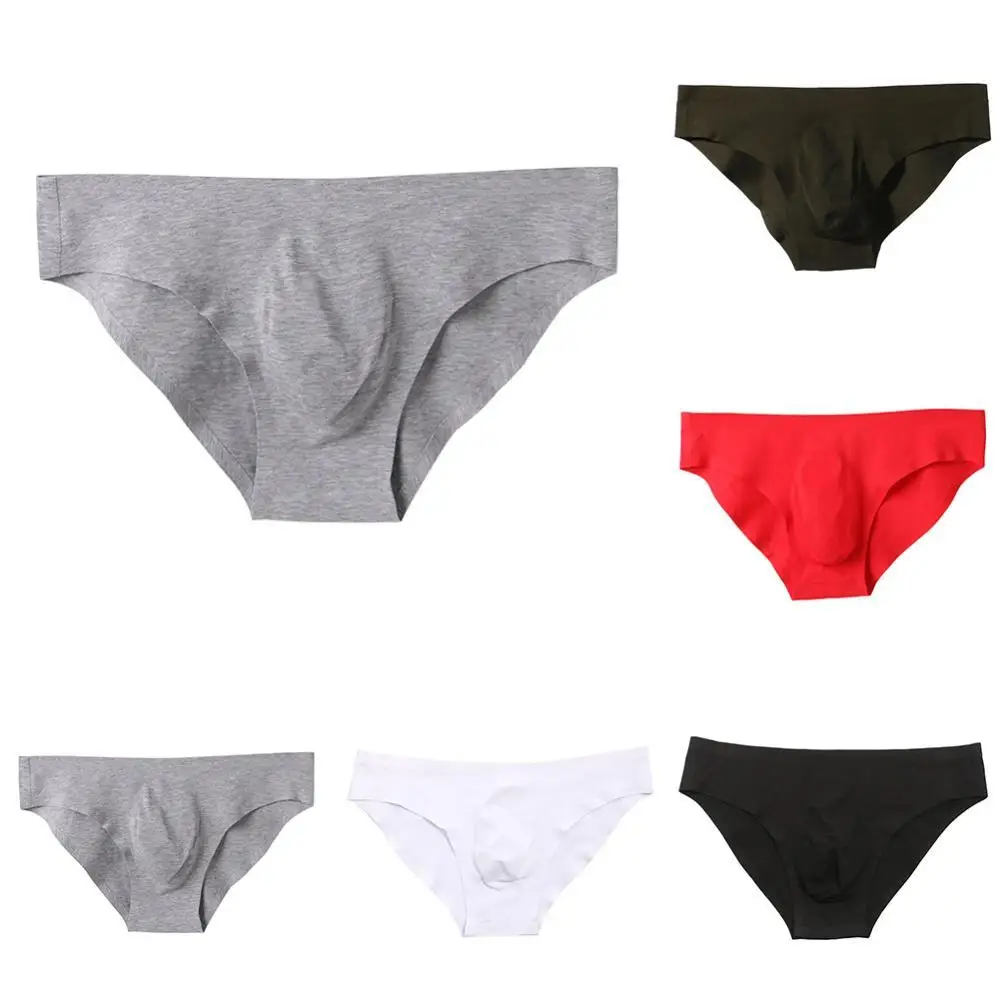 

50% Hot Sale Men Solid Color U Convex Low Rise Briefs Seamless Breathable Ice Silk Underwear calzoncillos hombre