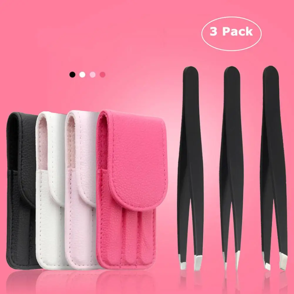 

Новинка, 3 шт./набор, плоский пинцет для бровей из нержавеющей стали, зажимы для удаления волос, набор инструментов для макияжа, аксессуары