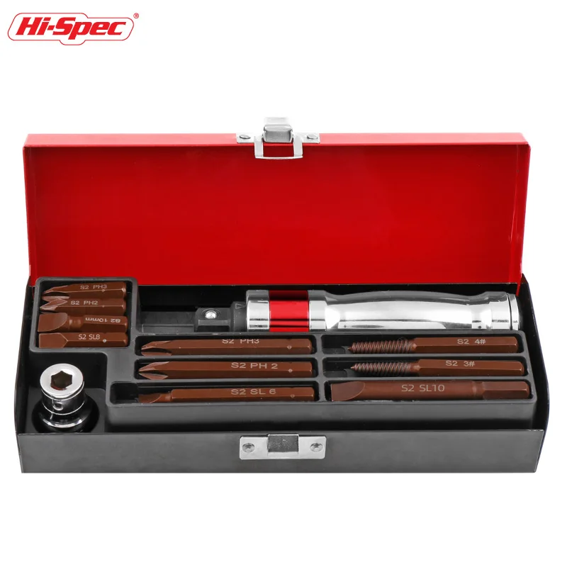 

Hi-Spec 13 Pcs Impact Screwdriver Set Heavy Duty Shock Screw Driver Chisel Bit Industrial Grade Multifunctional Screw Extractor
