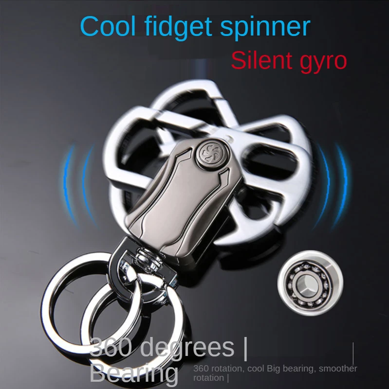 

Keychains Man Waist Mounted Fingertip Gyro with Knife Metal Key Ring Business Advertising Small Gift Diy Keychain Accessories
