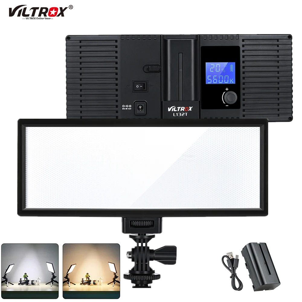 

Viltrox L132T Bi-Color Slim Lamp Dimmable LCD LED Video Light Panel With Battery Charger for Camera DV Photo YouTube Show Live