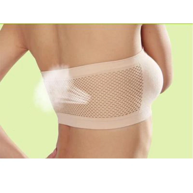 Бюстгальтер женский эластичный бесшовный без бретелек базовый укороченный топ