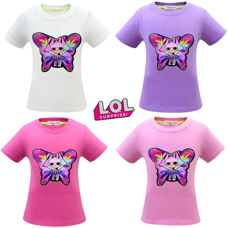 

Lol Surprise Doll New Summer Girls Short-sleeved Sequined T-shirt Children's Short-sleeved Clothes Kids Clothes Girls Clothes
