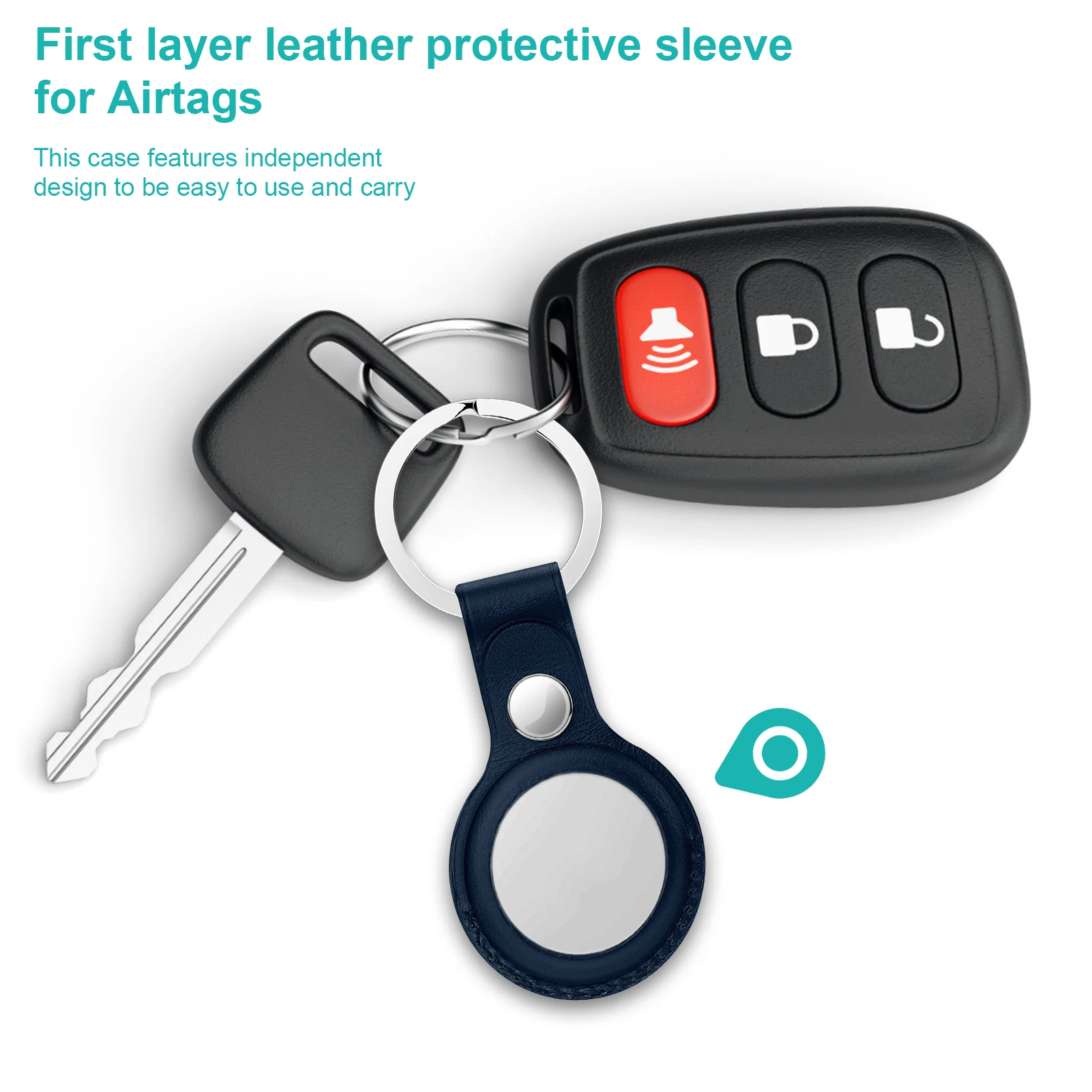 

Leather Protective Case for Apple Airtags Liquid Silicone Keychain Case Anti Lost Device Locator Tracker