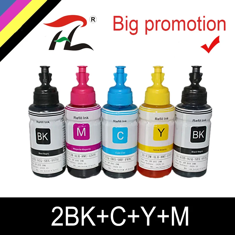 HTL 5PK 70 мл краситель пополнения чернил совместимый для epson L200 L210 L222 L100 L110 L120 L132 L550 L555