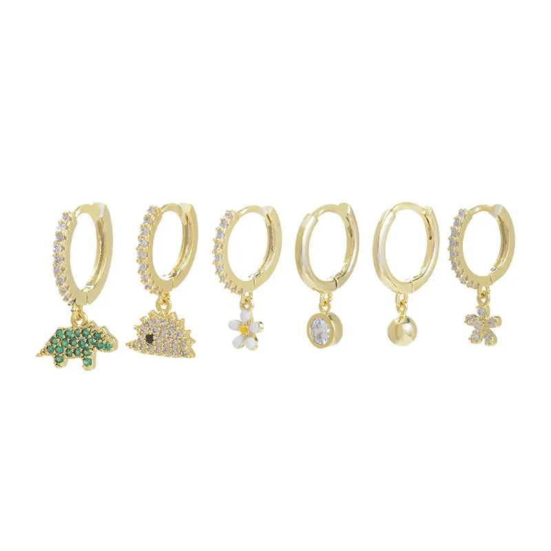 

Fashion Cute Flower Drop Earrings Set 6 Pcs Hoop Earrings For Women Party Jewelry Gift