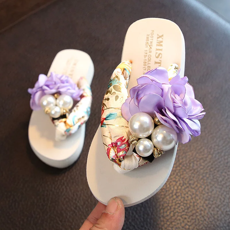 New Summer Women Non-slip Children's Flip-flops Girls Fashion Beach Shoes Pinch Sandals Female Flowers Slippers Wear Size 25-42