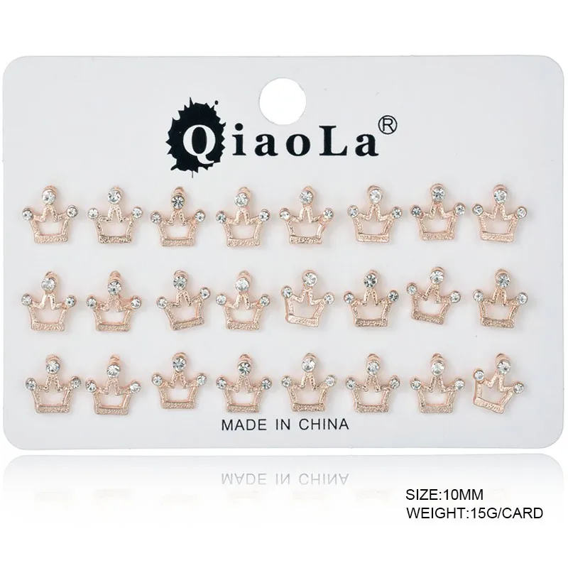 Fashion Jewelry Crown Women Classic Round Zircon Small Stud Earrings Gold Color Ears Stud For Men Crystal Earrings