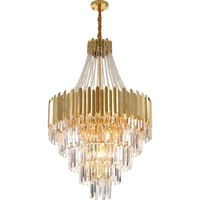 pendant lamp building luxury led crystal chandelier indoor lighting adjustable height modern living room hotel lobby staircase