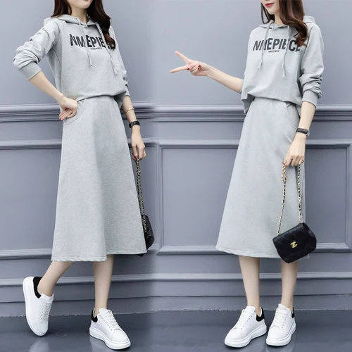 

Casual Two Piece Set Top And Skirt Letter Matching Sets Korean Women Plus Size Suits And Sets Women's Tracksuits Roupas Feminina