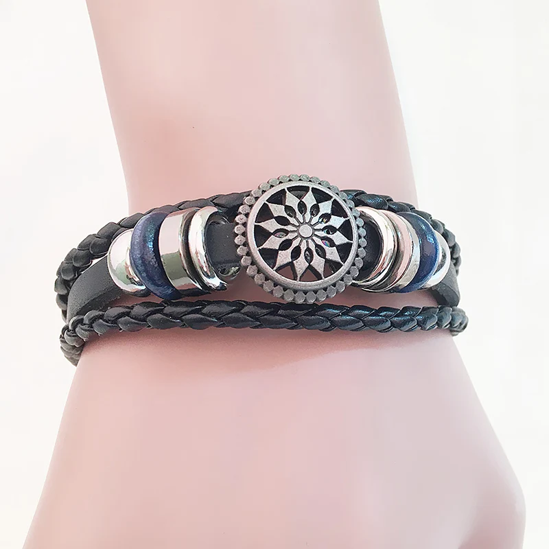 

Vintage StarBead Bracelet Woven Punk Leather Bracelet For Men Jewelry Hip-hop Multilayer Braid Wrap Bangle