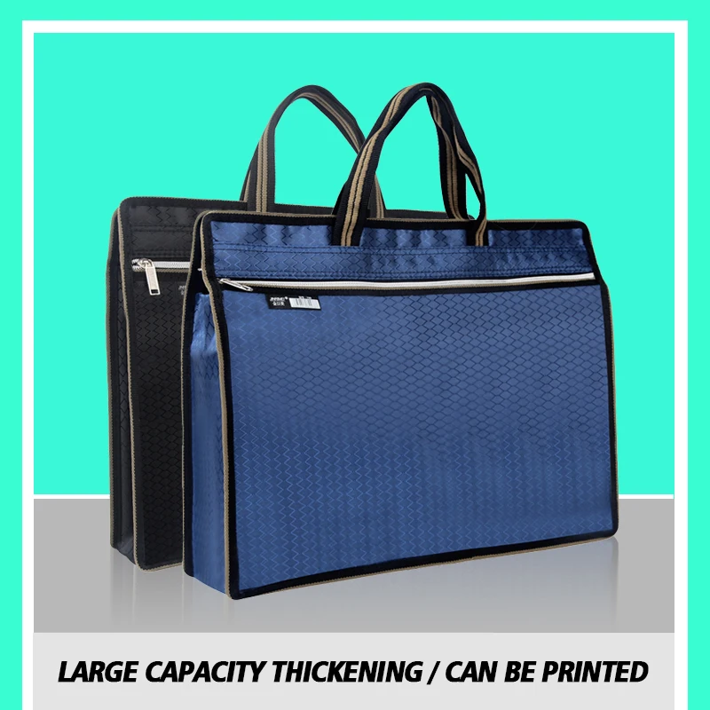 

Двухцветная холщовая офисная сумка А4 на молнии, вместительная водонепроницаемая сумка для конференций