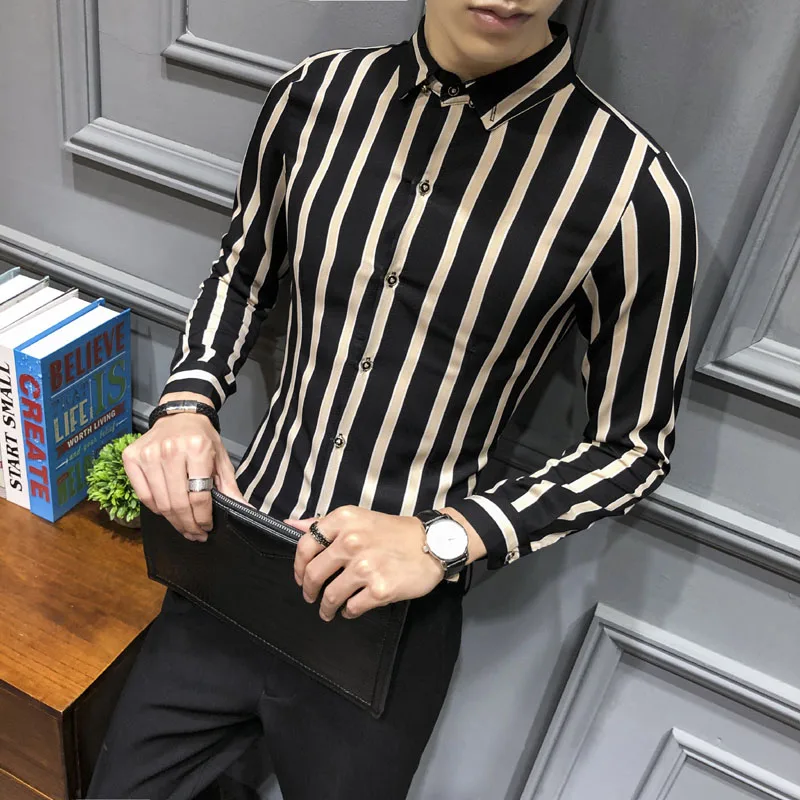 Корейская уличная мода Мужская Повседневная рубашка приталенная мужская