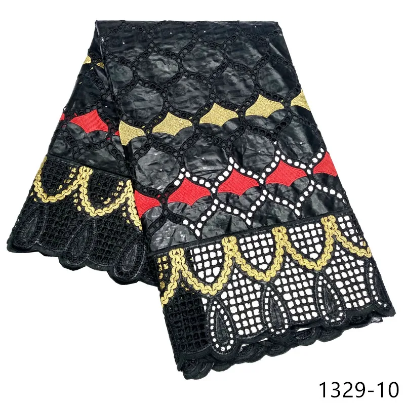 

African Bazin riche Fabric with Brode 2021 Latest Fashion Swiss Voile Cotton Embroidery Bazin Lace Fabric French Net Lace 1329