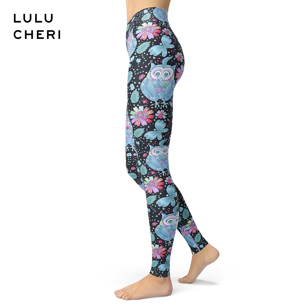 Леггинсы с принтом совы для женщин и девочек узкие леггинсы фитнеса начесом