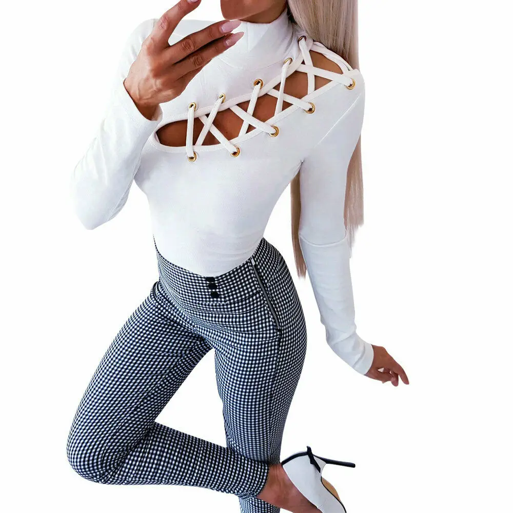 Женская Повседневная футболка с вырезами и высоким воротником женские свободные