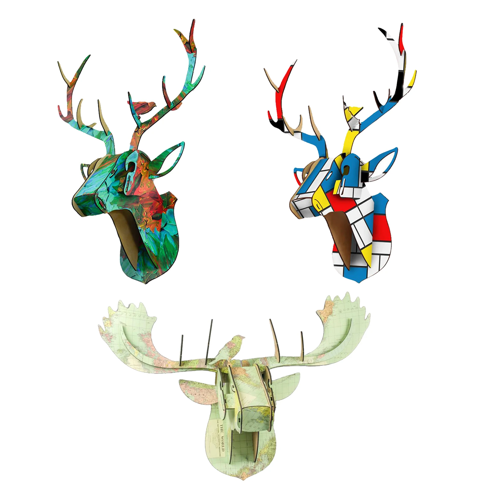 

Wooden Model 3D Puzzles Wooden DIY Self Assembly Deer Elk Puzzle Model Wood