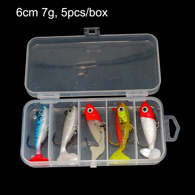 

5PCS/BOX Soft Jigging Shad Fishing Lure Set 6CM 7G Bass Bait