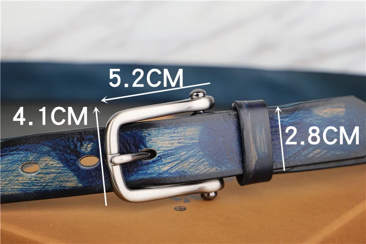 Belts for Women Luxury Designer Brand Casual Fashion Wild Cowhide Color Hand-Painted Ink Retro High Quality