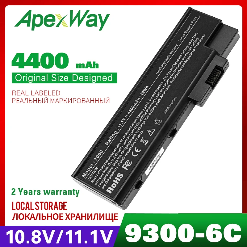 Аккумулятор для ноутбука 4400 мАч Acer 3UR18650Y 2 QC236 Aspire 5600 7000 7100 7110 9300 9400 9410 9420 TravelMate 9520 5100