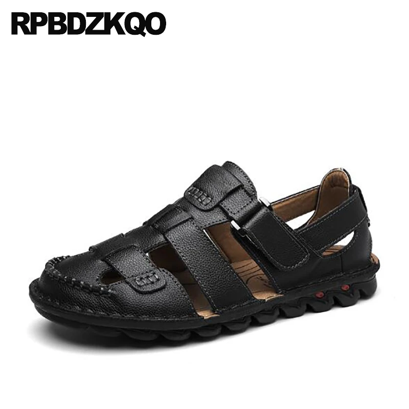 

Brown Men Gladiator Sandals Summer Size 47 Closed Toe Big Roman 46 Leather Shoes Waterproof Black Native Large Water Fashion