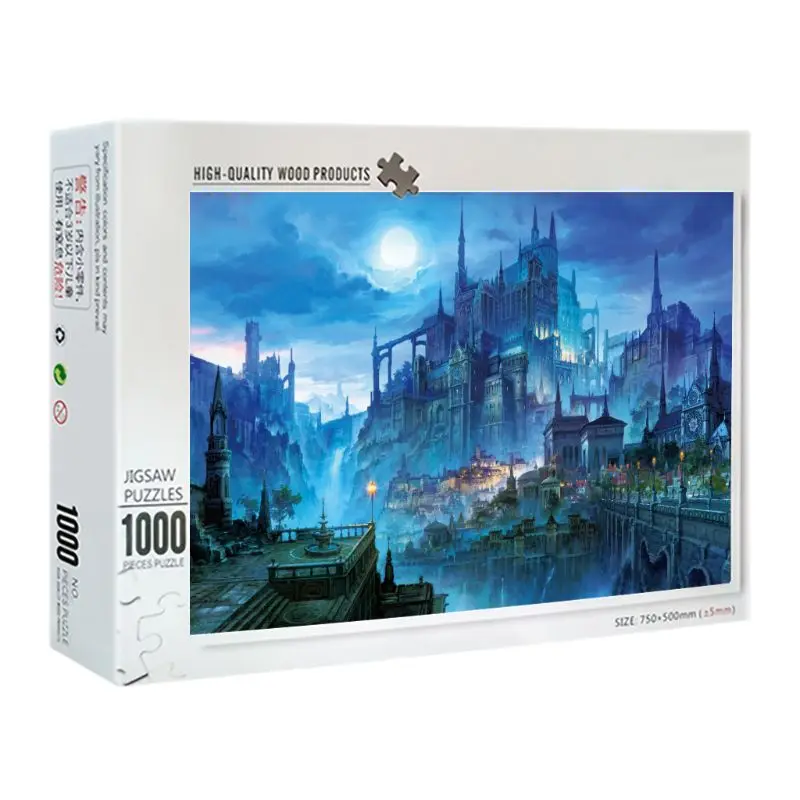 

1000 Pieces Castle night Puzzles Wooden Jigsaw Puzzles Floor Puzzle J2HD