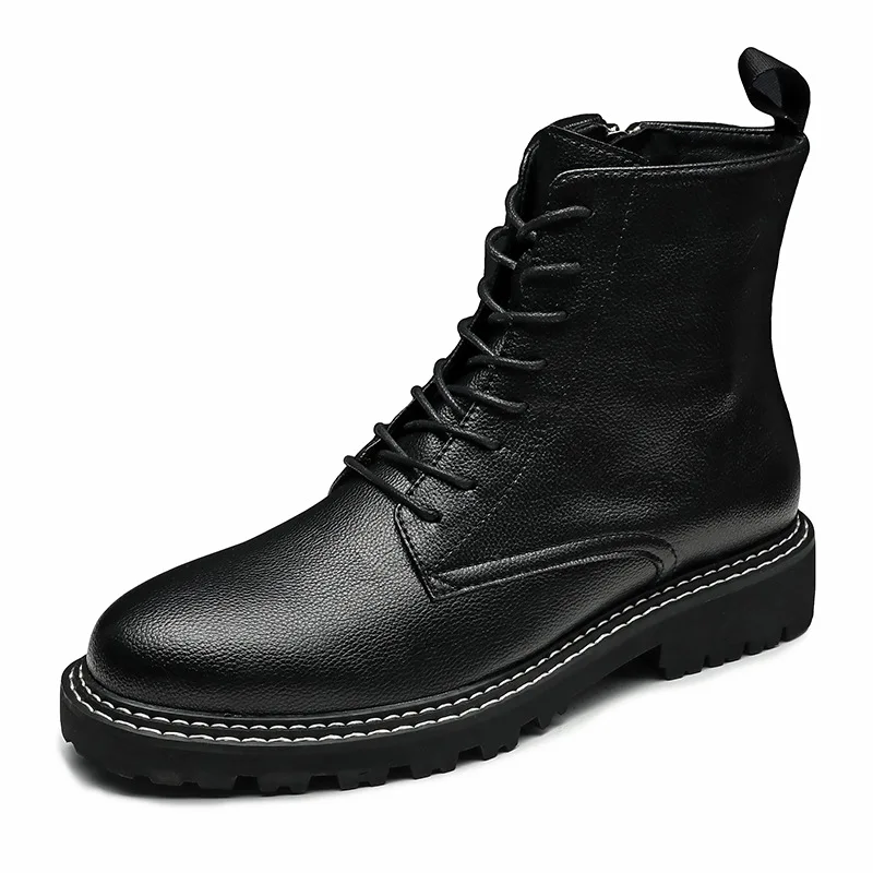 

England style mens leisure cowboy boots black tide platform shoes spring autumn desert boot handsome high top soft leather botas