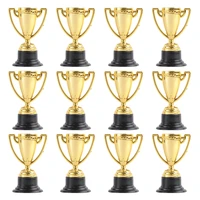 12pcs golden mini award trophy reward prizes decor kindergarten kids gift awards trophy with black base for competition