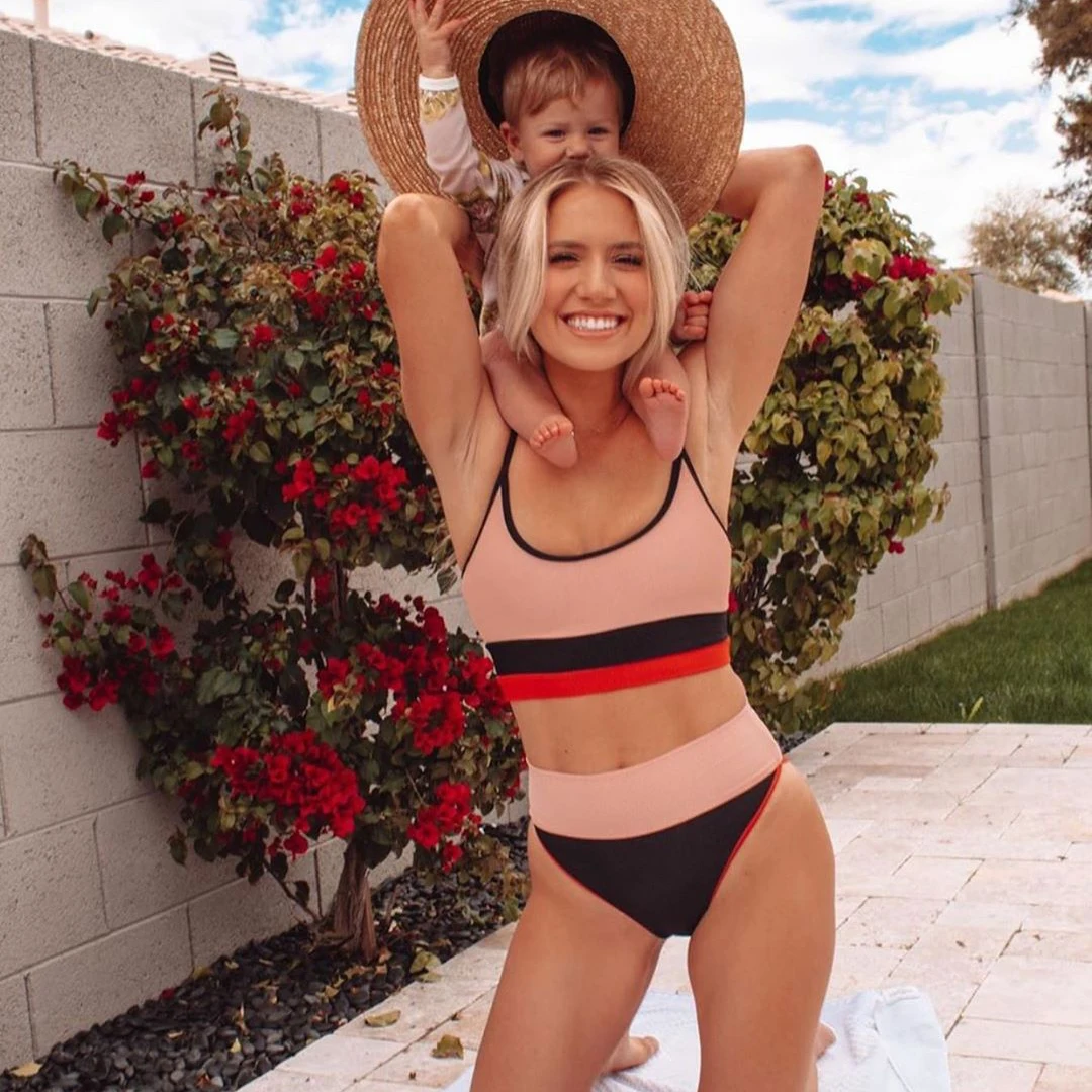 

Новое поступление 2022, комплект бикини, сексуальный женский купальник в полоску, женская модель с высокой талией, Размеры S ~ XXL