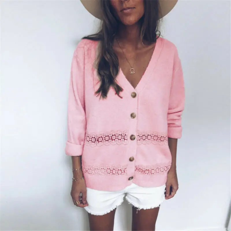 2019 осенние новые женские свободные теплые пальто с длинными рукавами вязаный