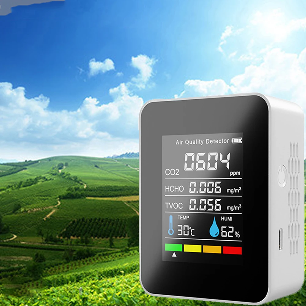 

Multifunctional 5in1 LCD Digital Display Semiconductor Sensor CO2 Meter Temperature Humidity Tester Air Quality Monitor Analyzer