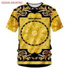 Роскошные мужские и женские футболки в стиле барокко, с 3D-принтом золотых цветов, с коротким рукавом, винтажные футболки