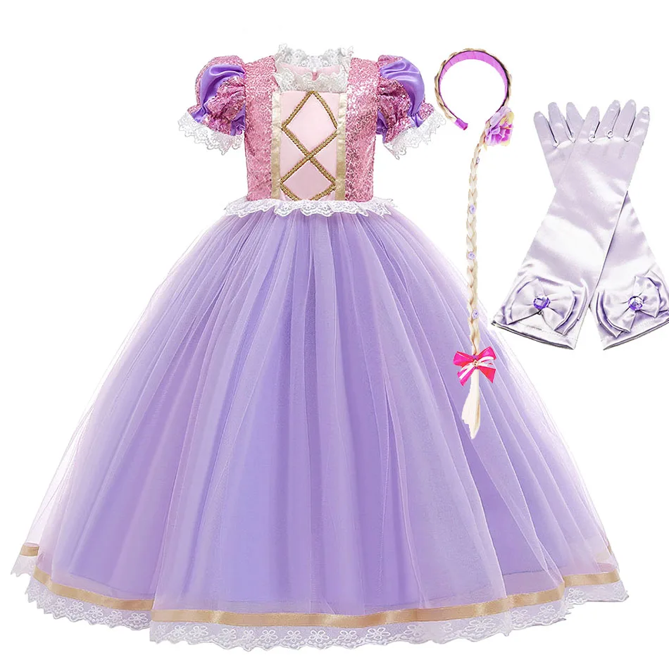 

Girls Rapunzel Halloween Costume 6 Styles Tangled Birthday Party Princess Dress Up Clothes Children Carnival Outfit Frock Attire